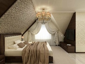 Дизайн мансардной спальни