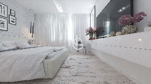 Дизайн спальни с серым ламинатом