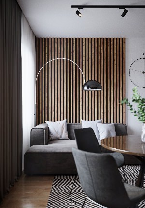 Дизайн интерьера с деревянными рейками