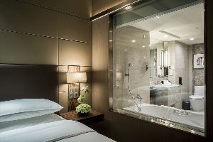 Ванная комната со стеклянной стеной
