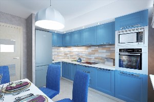 Бело синяя кухня