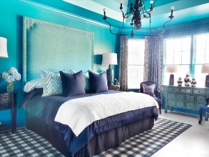 Серо синяя спальня
