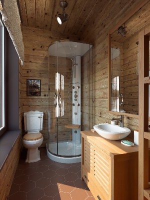 Маленький ванная комната в деревянном доме