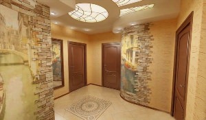 Отделка стен мозаикой в коридоре