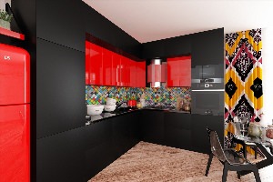 Кухня в черно красном цвете