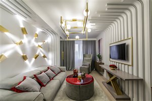 Дизайн длинной гостинной комнаты