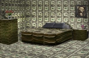 Кровать из денег