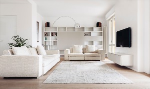 Интерьер гостиной с белой мебелью