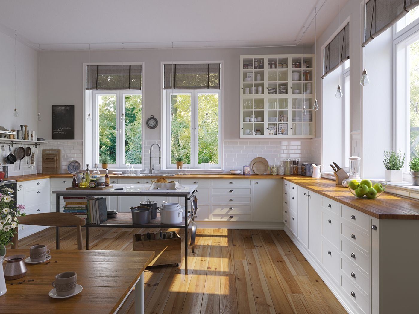 окно в скандинавском стиле на кухне