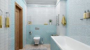 Голубая плитка для ванной комнаты