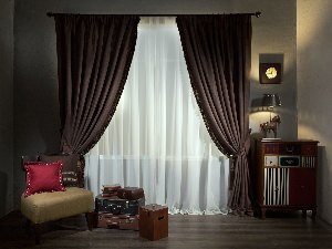 Бархатные шторы в интерьере спальни