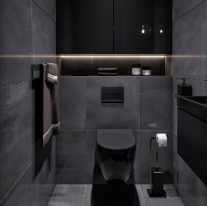Дизайн туалета в черном цвете