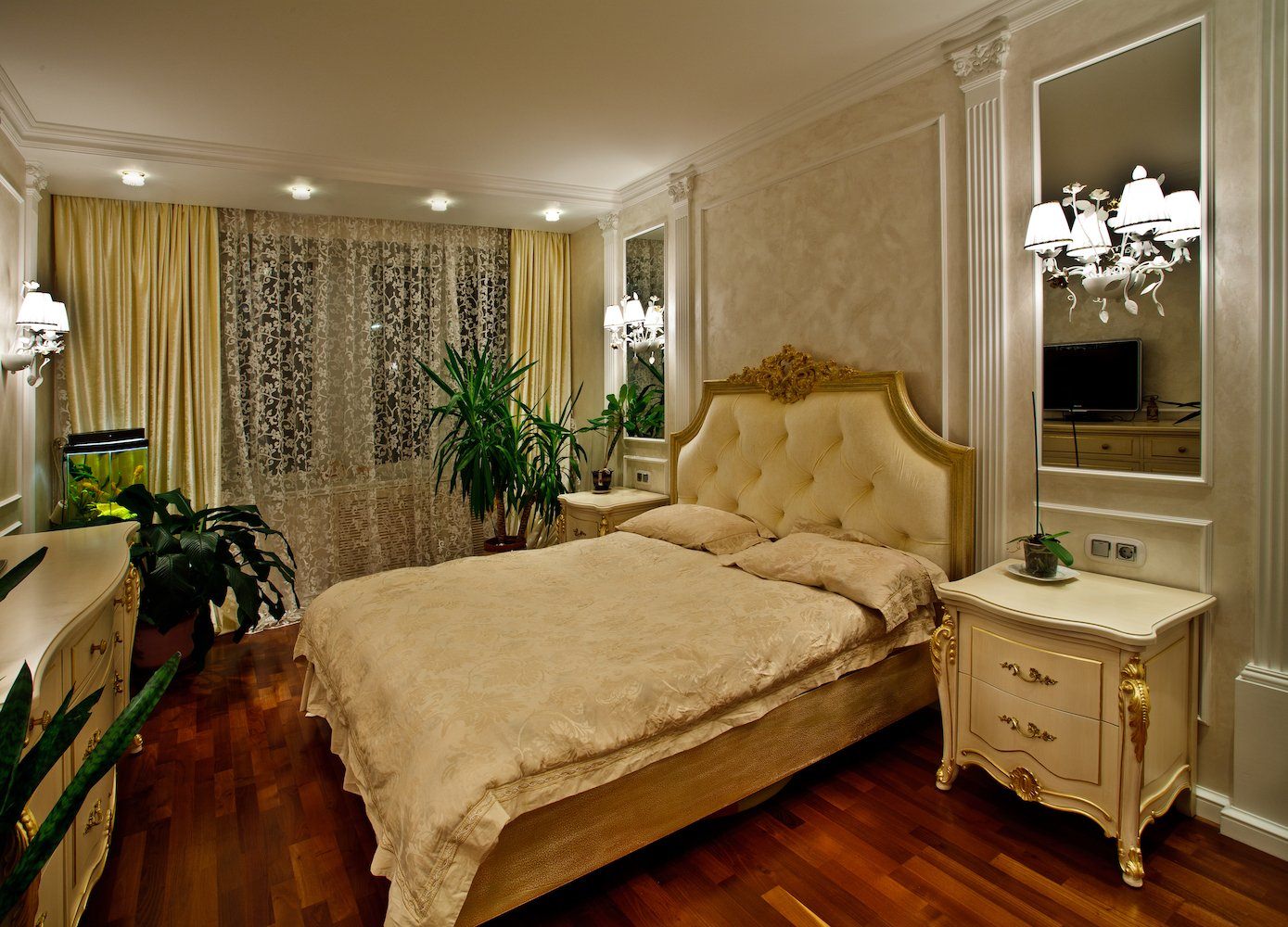 Зеленая спальня в стиле классика