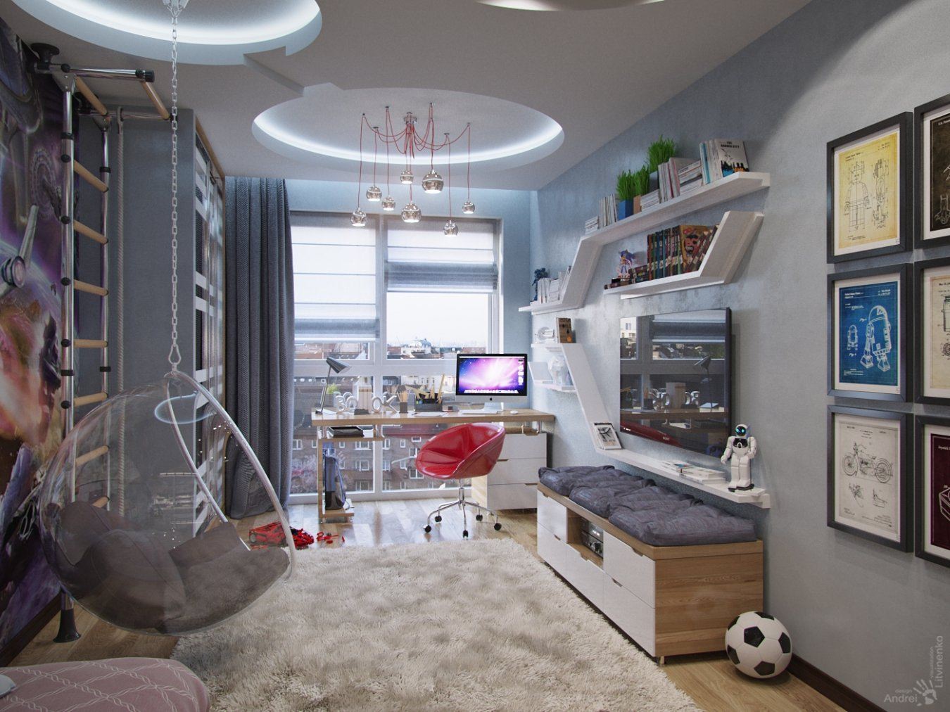 Детская комната с панорамным окном для мальчика