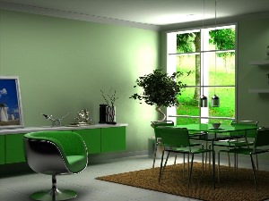Зеленый цвет в интерьере кабинета