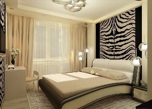 Обои зебра в интерьере спальни