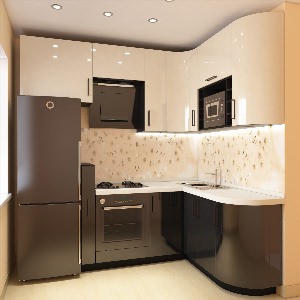 Кухонный гарнитур угловой с холодильником