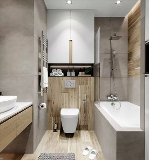 Дизайн ванной комнаты совмещенной с туалетом
