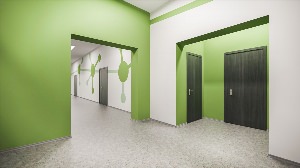 Покраска стен коридора в школе