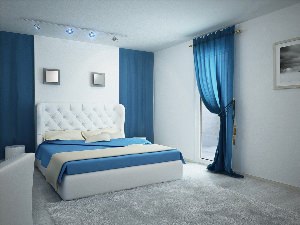 Спальня в бело синих тонах