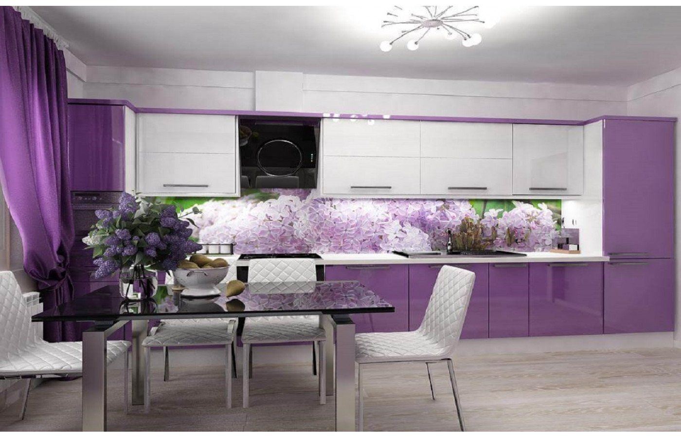 Кухонный фартук для фиолетовой кухни