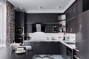Маленькая черно белая кухня