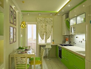 Кухня в светло зеленых тонах