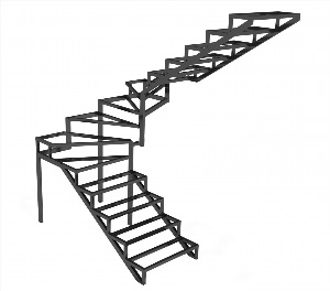 Межэтажная лестница на металлическом каркасе