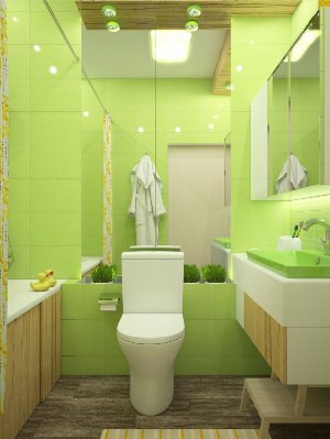 Интерьер туалета зеленый