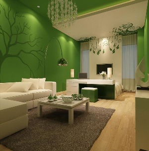 Комната в зеленых тонах
