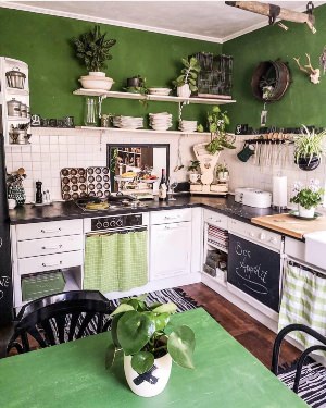 Дизайн кухни в зеленом цвете