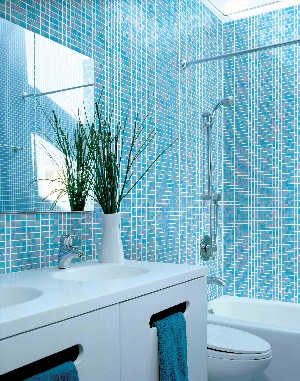 Ванная комната синяя мозаика