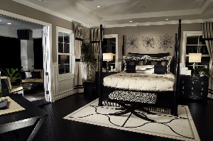 Дизайн комнаты с черной мебелью