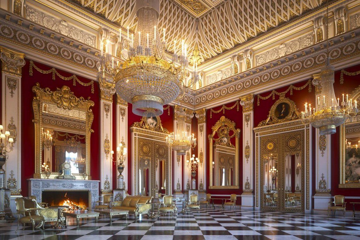 Королевские владения. Королевский дворец Букингемский. Тронный зал Букингемского дворца. Букингемский дворец Дворцовый бальный зал. Букингемский дворец спальня королевы.