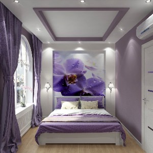 Дизайн спальни в лавандовых тонах