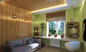 Отделка стен бамбуковым полотном
