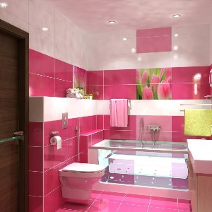 Ванная комната в розовом цвете