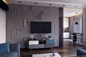 Современный дизайн стены с телевизором