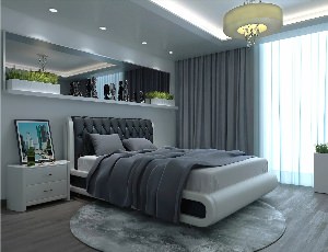 Дизайн спальни серый