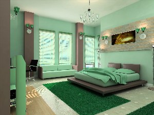 Дизайн комнаты в зеленых тонах