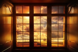 Отражение заката в окнах
