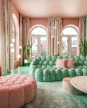 Розовая гостиная интерьер