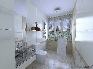 Небольшая ванная с высоким потолком