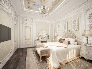 Спальня в светлых тонах классика