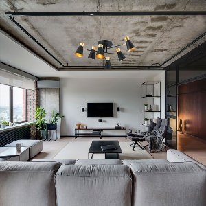Серый потолок в стиле лофт