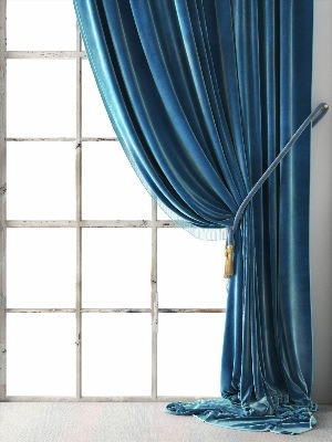 Синие бархатные шторы
