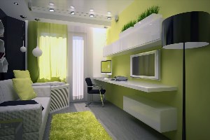 Комната в салатовом цвете для подростка