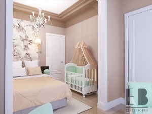 Дизайн спальни с детской кроваткой