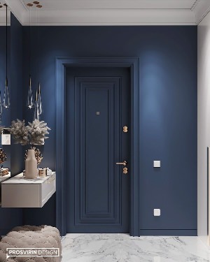 Синие межкомнатные двери в интерьере