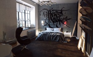 Граффити в спальне